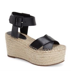 Marc Fisher Randall Leather Platform Wedge Espadrille